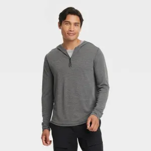 All In Motion Men's Half-Zip Wool Pullover Hoodie Moisture Wicking Quick Drying