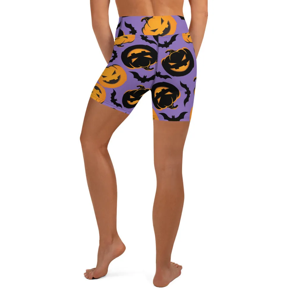 Bats and Jack O'Lanterns Yoga Shorts