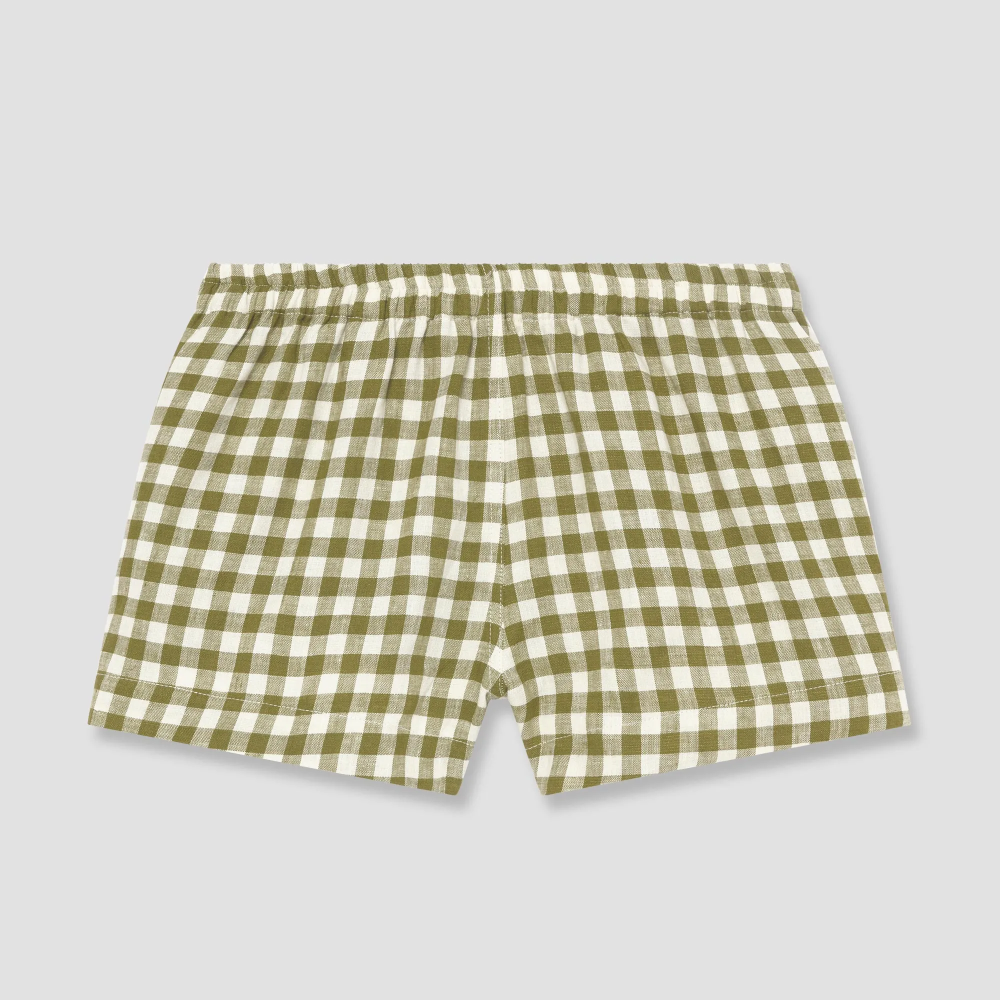 Botanical Green Gingham Linen Pyjama Shorts Set