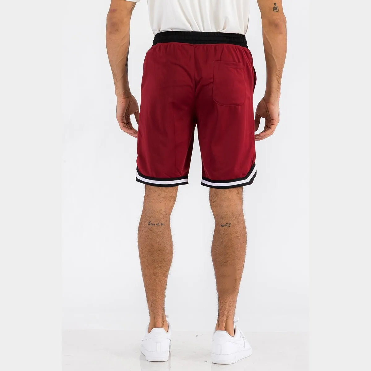 Burgundy Striped Basketball Shorts