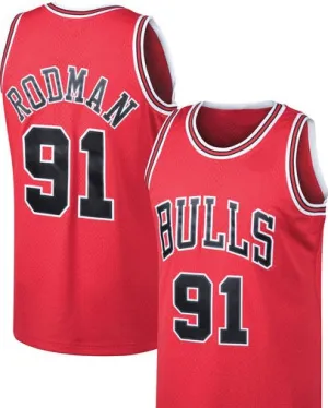 Dennis Rodman Chicago Bulls Red 97-98 Throwback Basketball Jersey