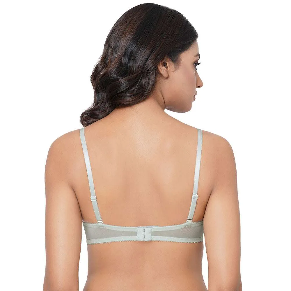 Evy Lace Padded Wired 3/4th Coverage Lacy Bralette Bra - Mint Green