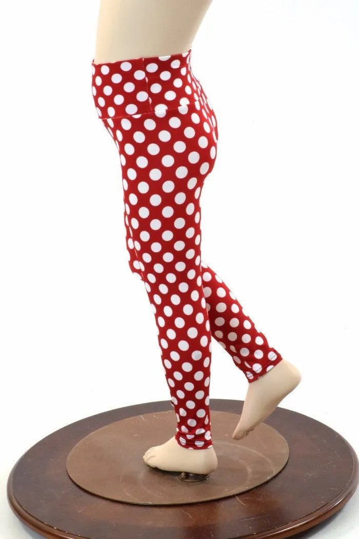 Kids Red & White Polka Dot Leggings