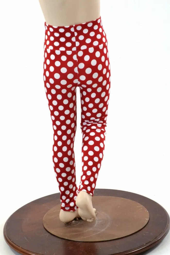 Kids Red & White Polka Dot Leggings