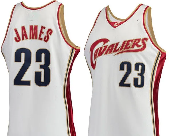 LeBron James Cleveland Cavaliers 2003-04 White Throwback Basketball Jersey