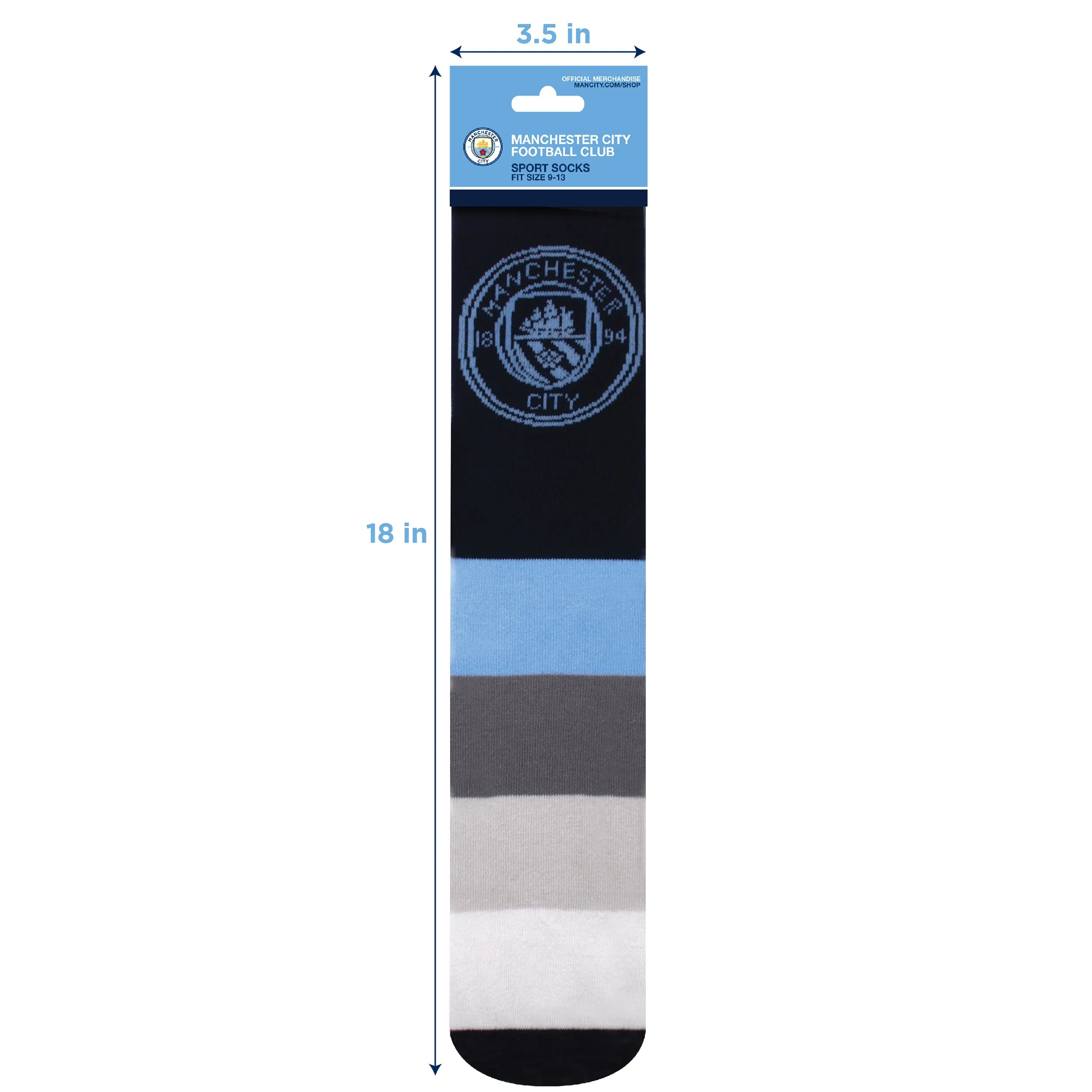 Manchester City FC Calf-length Socks Size 9-13 Maccabi Art