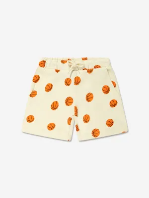 Mini Rodini Kids Basketball Sweat Shorts in Ivory