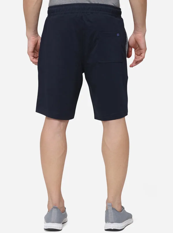 Navy Blue Regular Fit Printed Shorts | JadeBlue