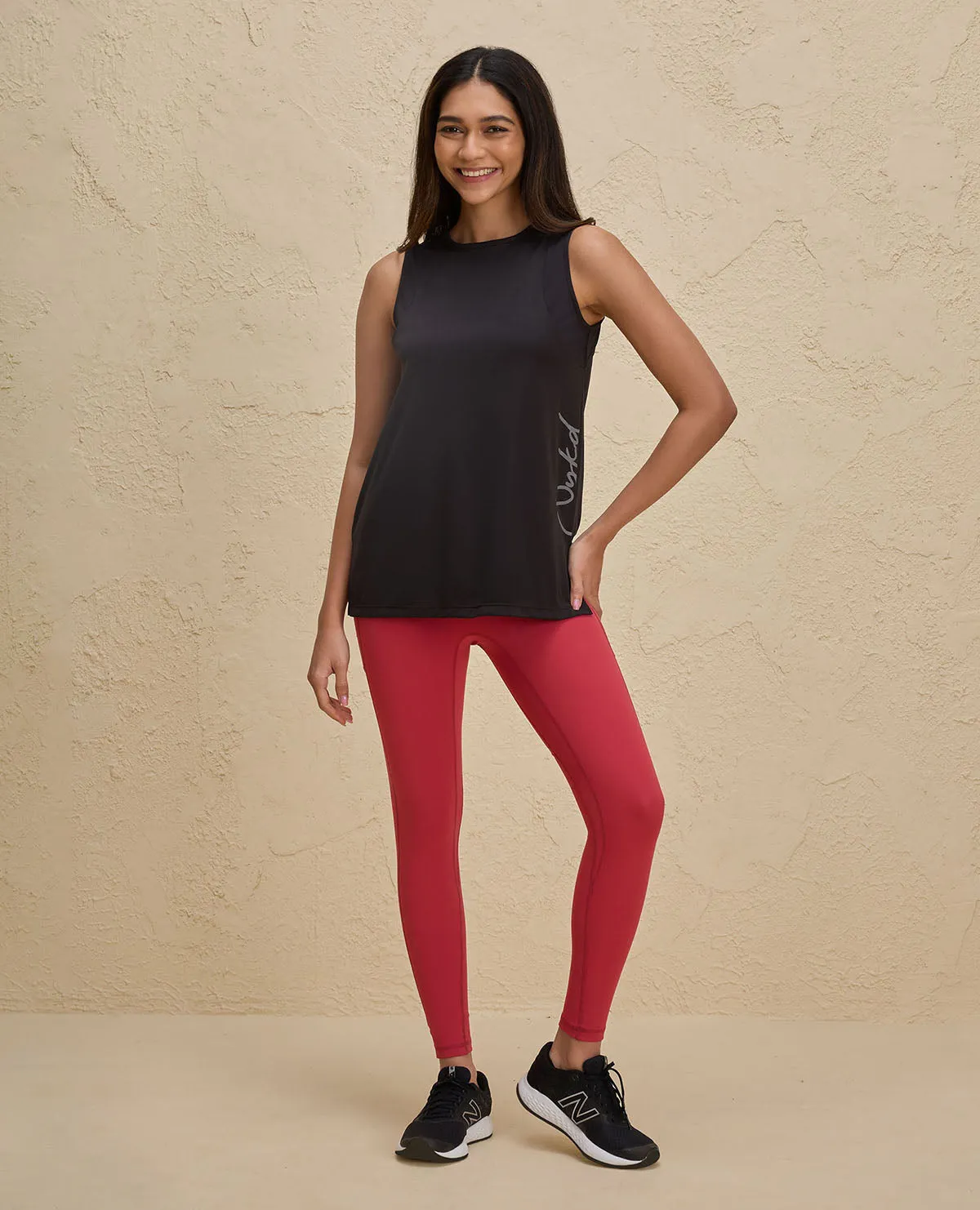 Nykd By Nykaa Quick Dry Stylised Tank Top  Longline -NYK034-Jet Black