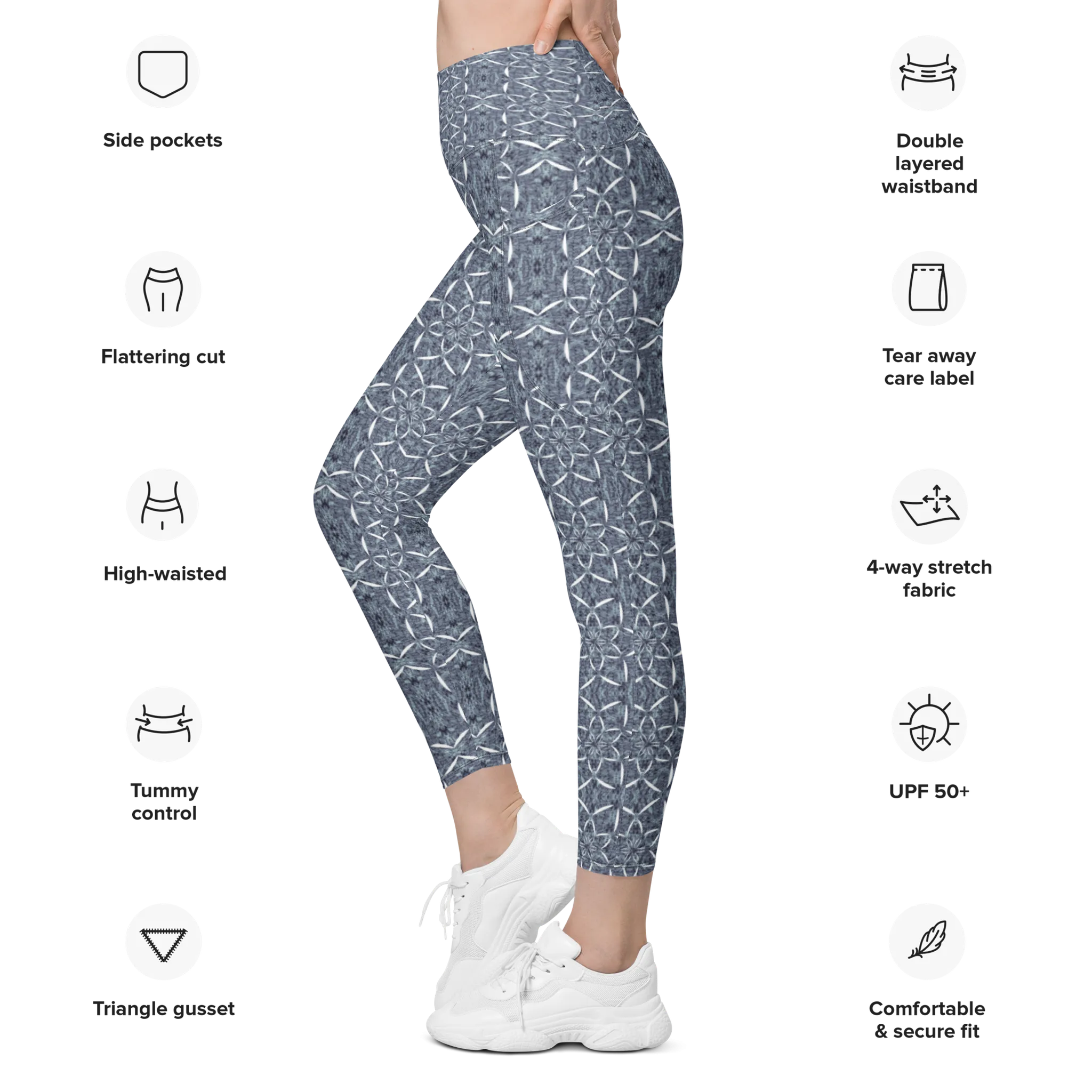 Recursia Lotus Light Leggings With Pockets In Blue