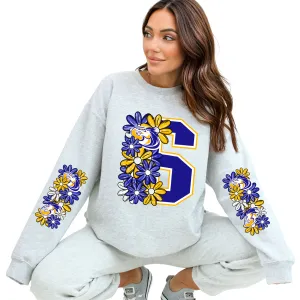 Sahuarita Mustangs Floral Mascot School Spirit Longsleeve T-Shirt, Crewneck or Hoodie with sleeve designs