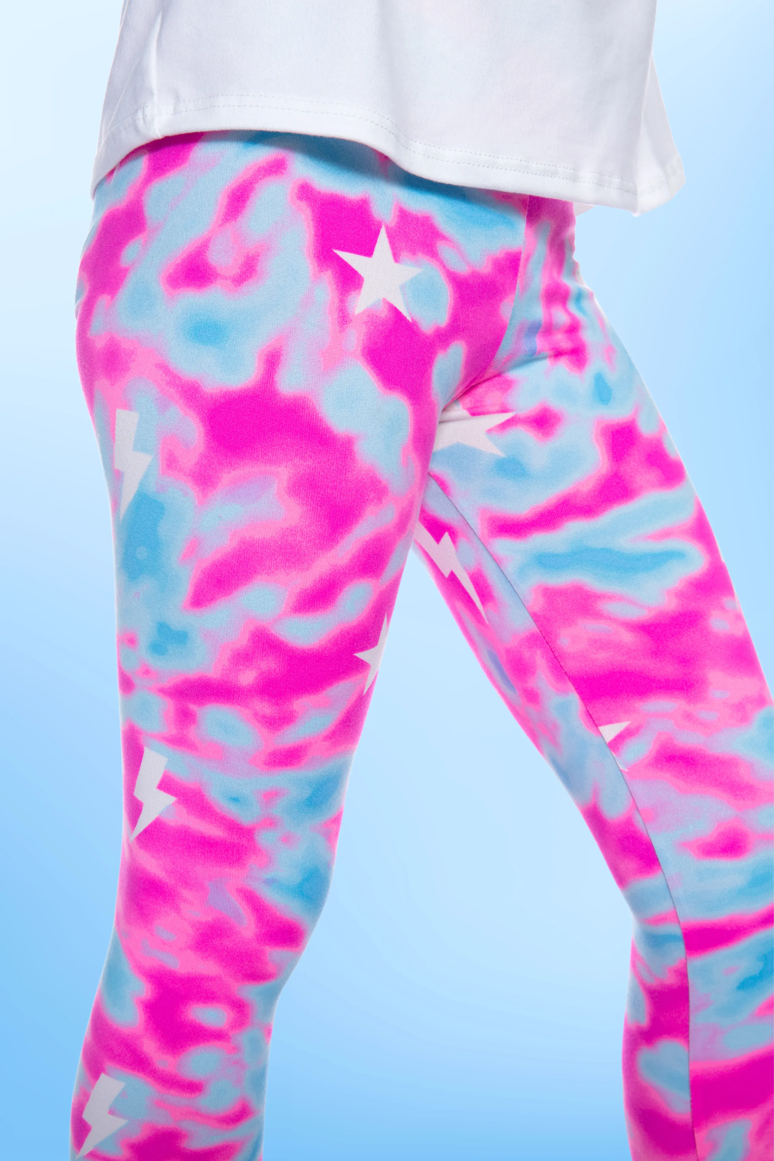 Simply Soft Long Legging - Pink Aqua Star Bolts