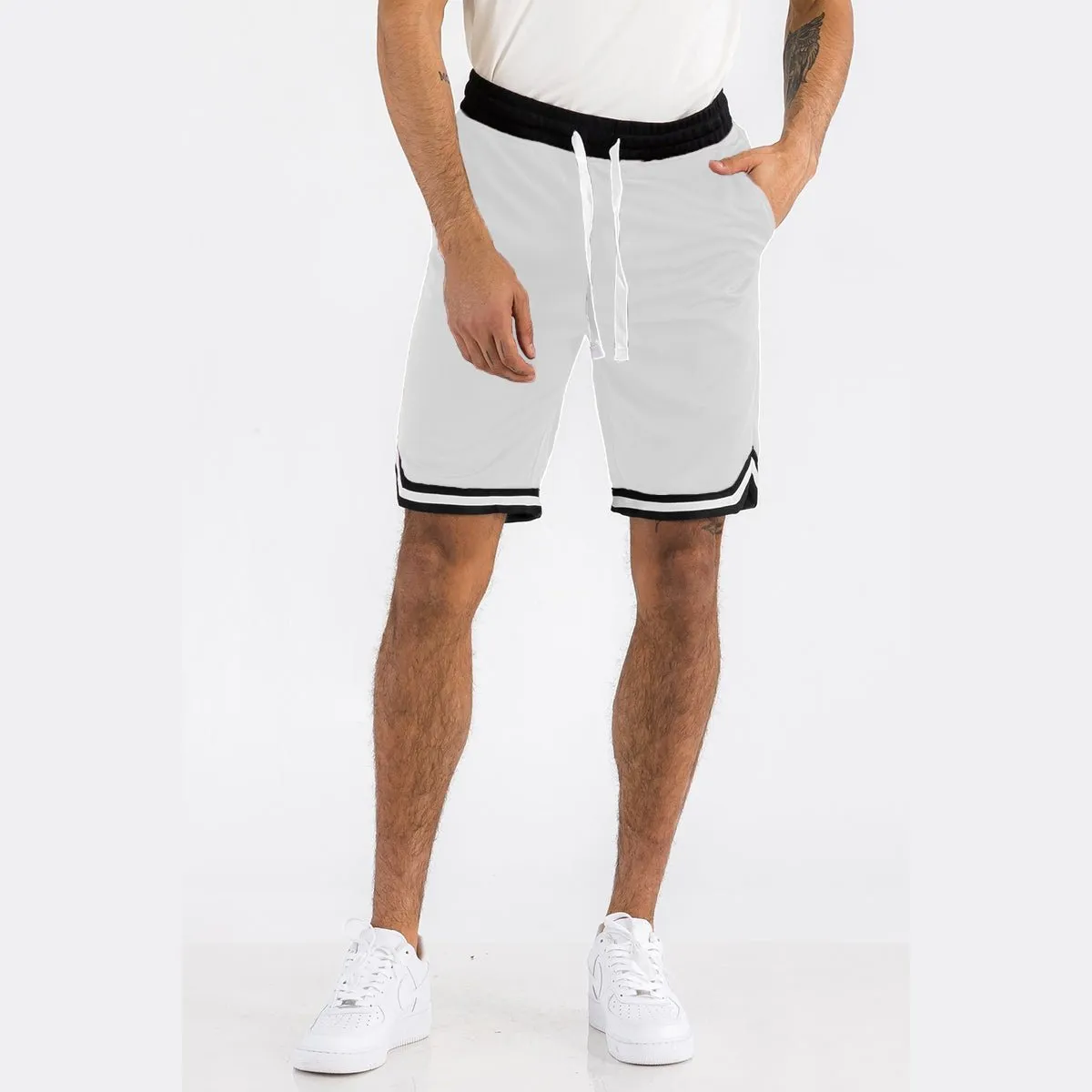 White Striped Basketball Shorts