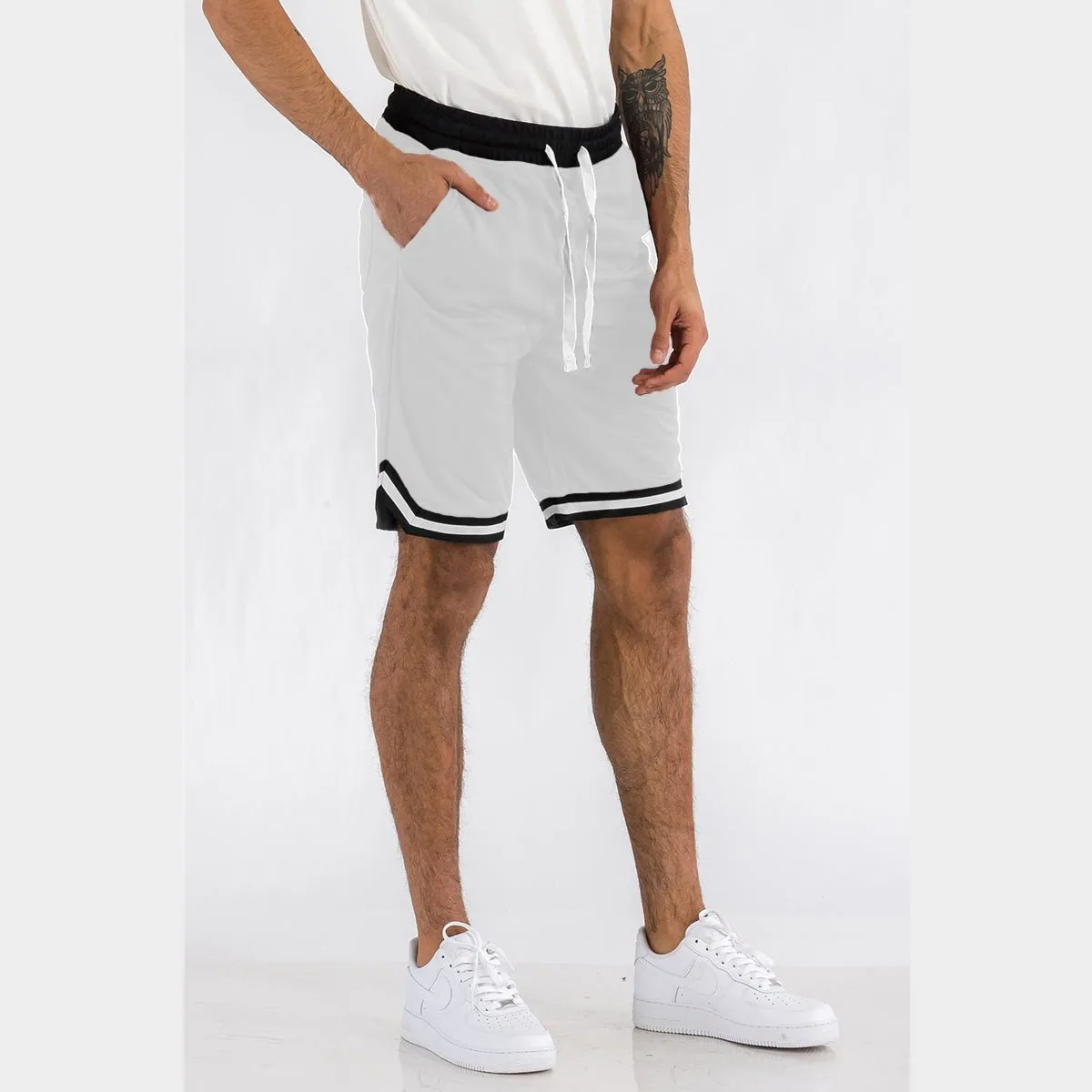 White Striped Basketball Shorts