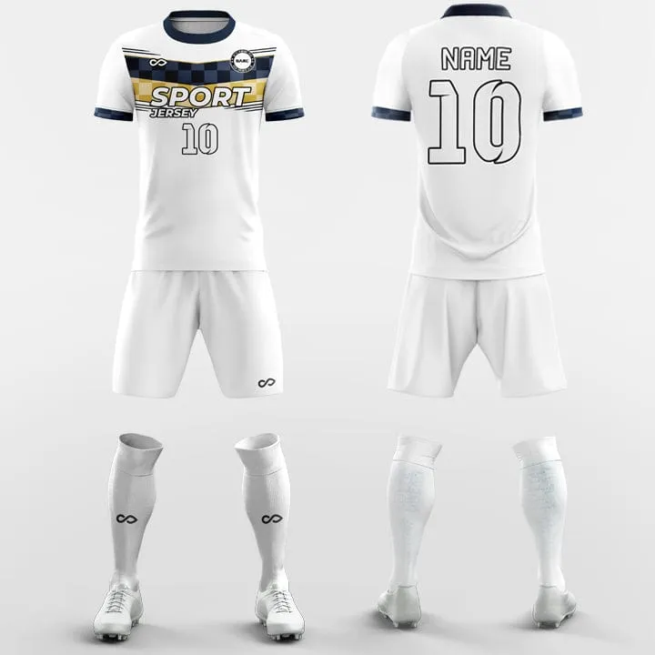 White Stripped-Custom Soccer Jerseys Kit Sublimated Design