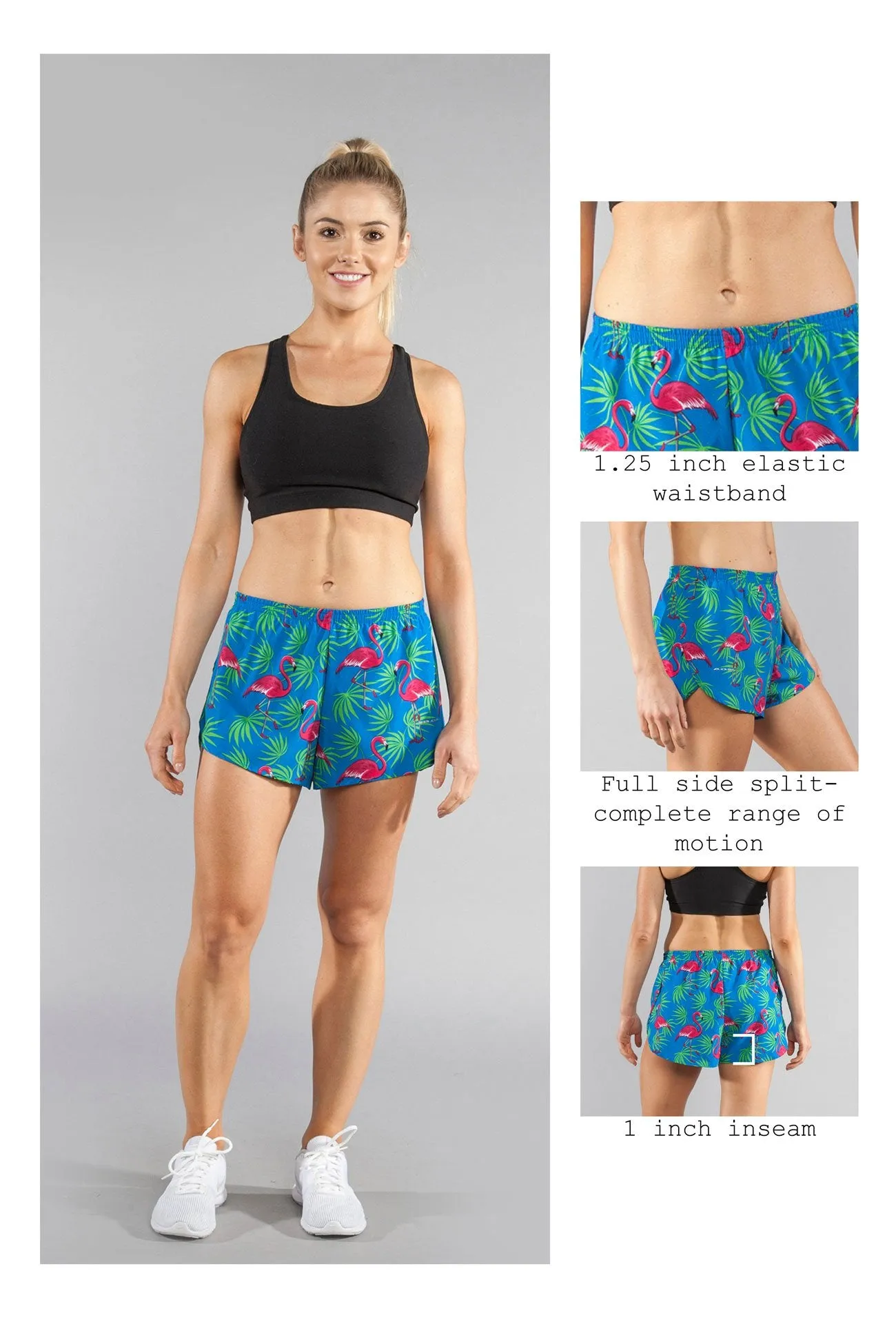 Women's 1" Elite Split Shorts- Flamingo Turquoise