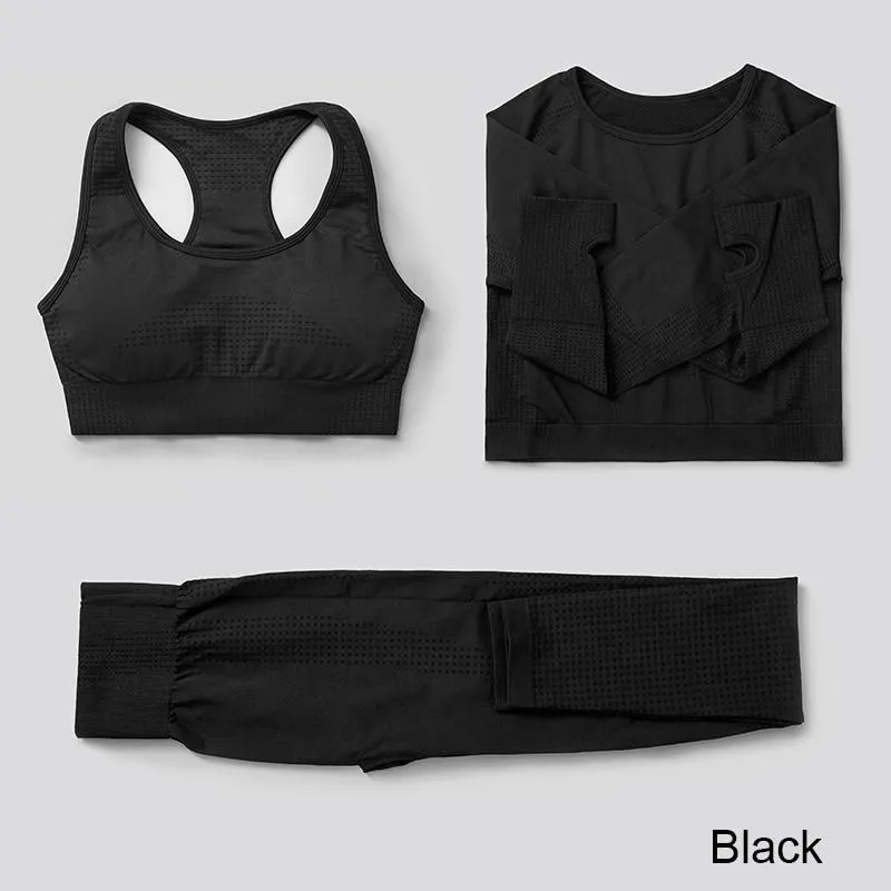 Yoga Set Workout Sportswear Gym Clothing Fitness Leggings Tops For Women