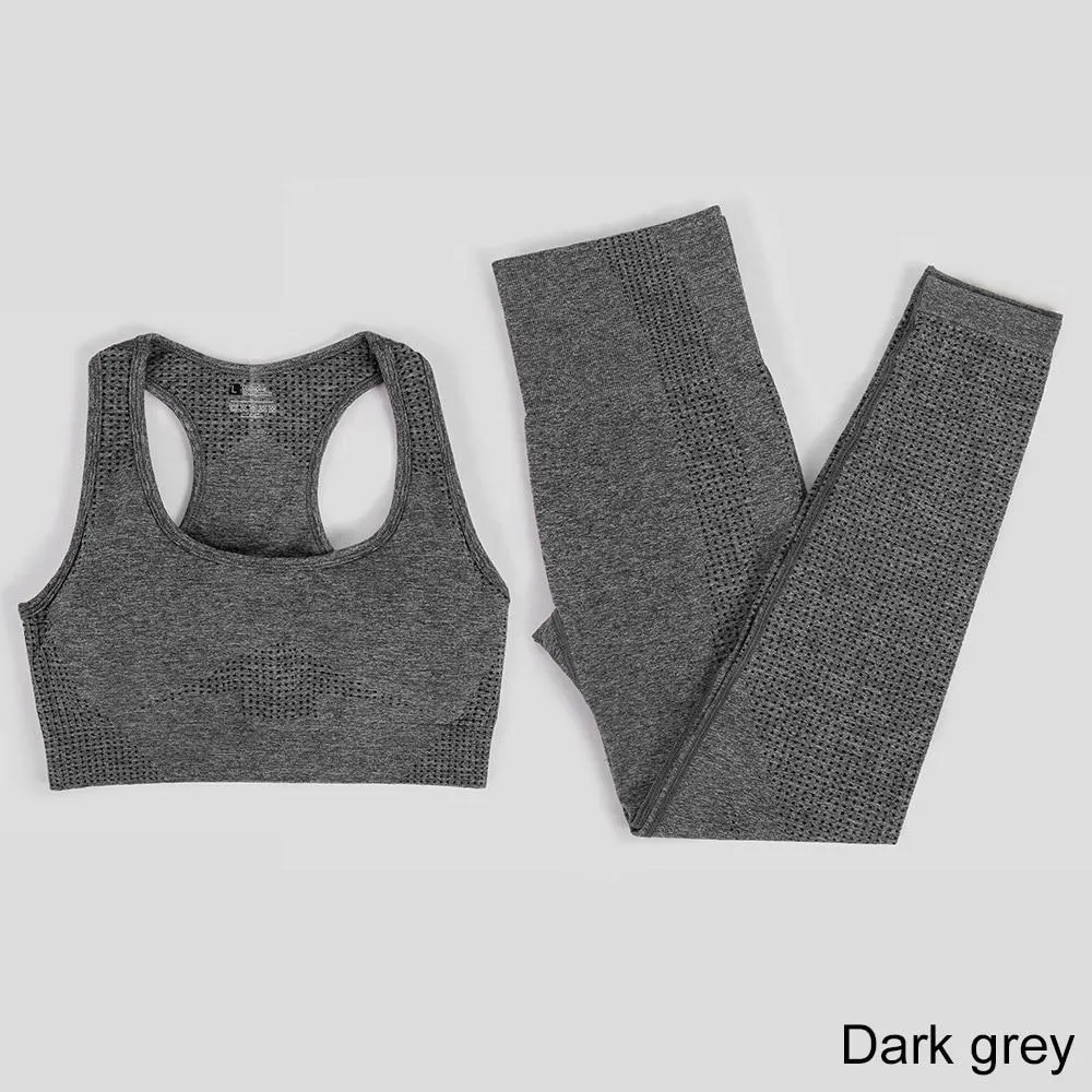 Yoga Set Workout Sportswear Gym Clothing Fitness Leggings Tops For Women